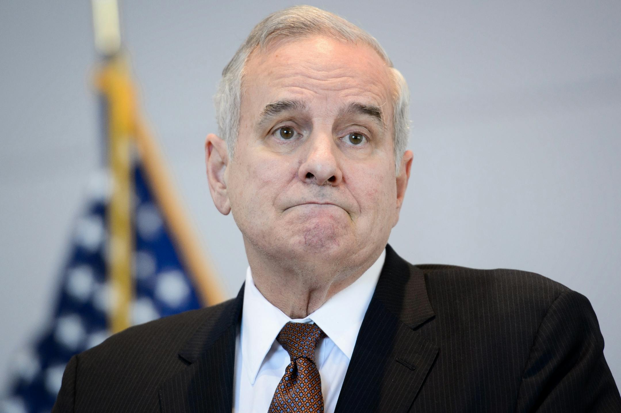 Minnesota Governor Mark Dayton took questions about the state's projected budget surplus of $1.87 billion.