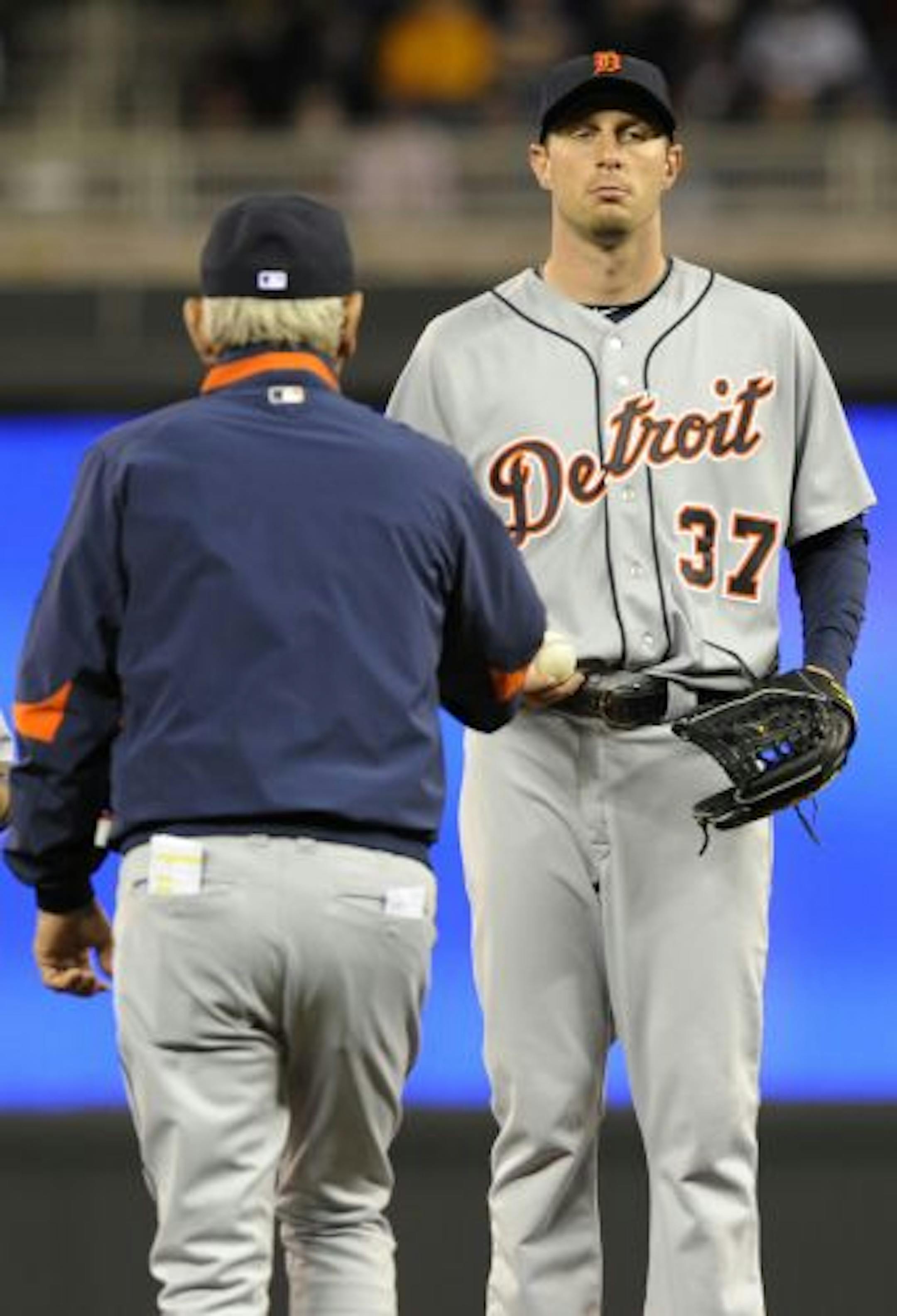 Detroit Tigers pitcher Max Scherzer has had better nights. Manager Jim Leyland pulled him in the fifth inning Monday night as the Twins went on to win 10-4.