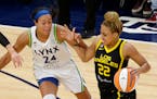 Sparks guard Arella Guirantes tried to beat Lynx forward Napheesa Collier off the dribble on Thursday.
