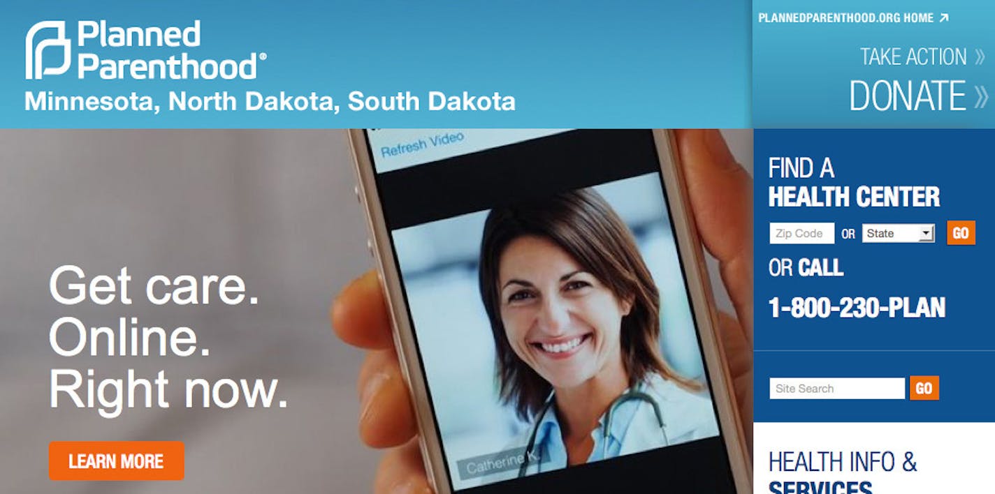 Screen Shot of Planned Parenthood Minnesota, North Dakota, South Dakota web site.