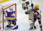 CDH goalie Owen Nelson allows the third goal of the game in the first period.