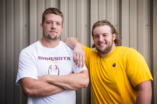 Brothers Mitch, left, and Matt Leidner, both started for the Gophers in the Holiday Bowl (2015 photo).