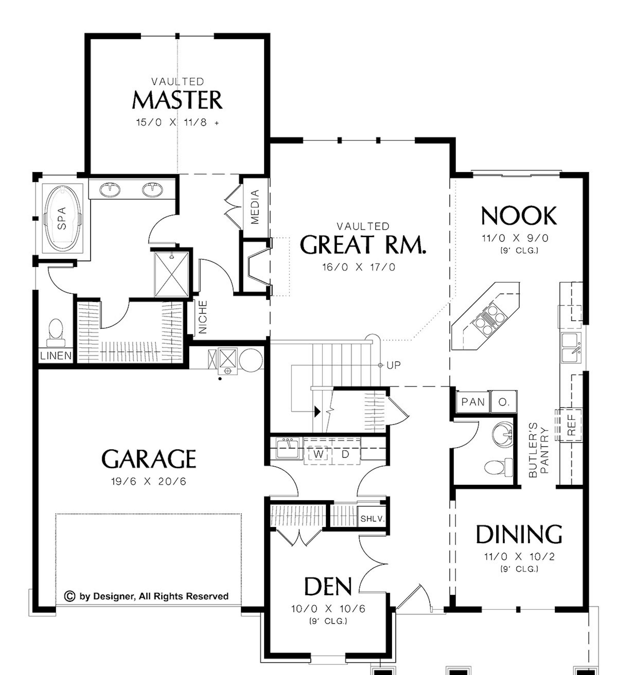 A bungalow with a nod to the details of the Arts and Crafts movement. For home plan 022816