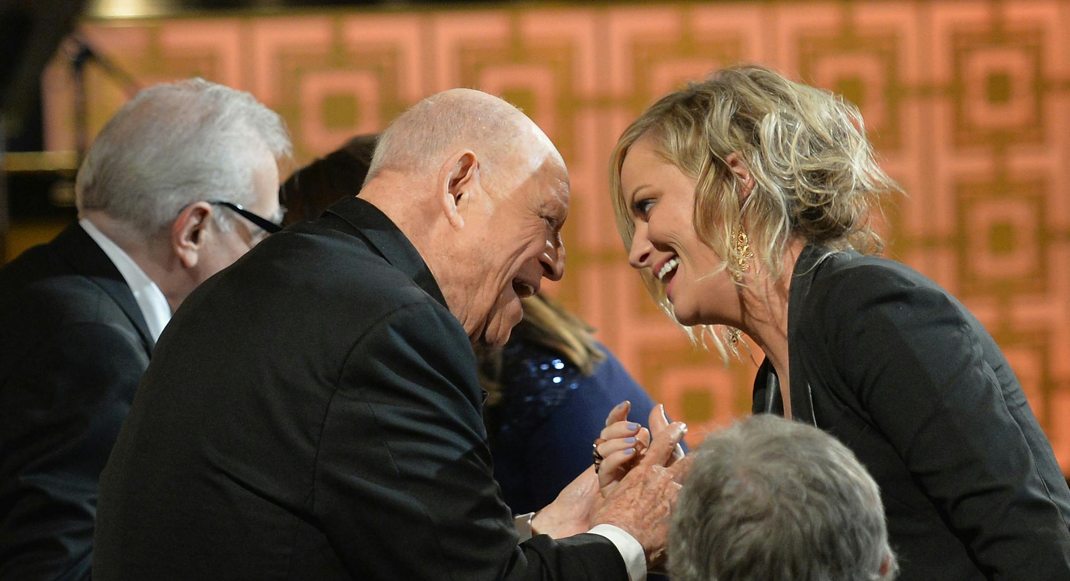 NEW YORK, NY - MAY 06: Don Rickles and Amy Poehler speak onstage at Spike TV's "Don Rickles: One Night Only" on May 6, 2014 in New York City. (Photo by Mike Coppola/Getty Images for Spike TV)