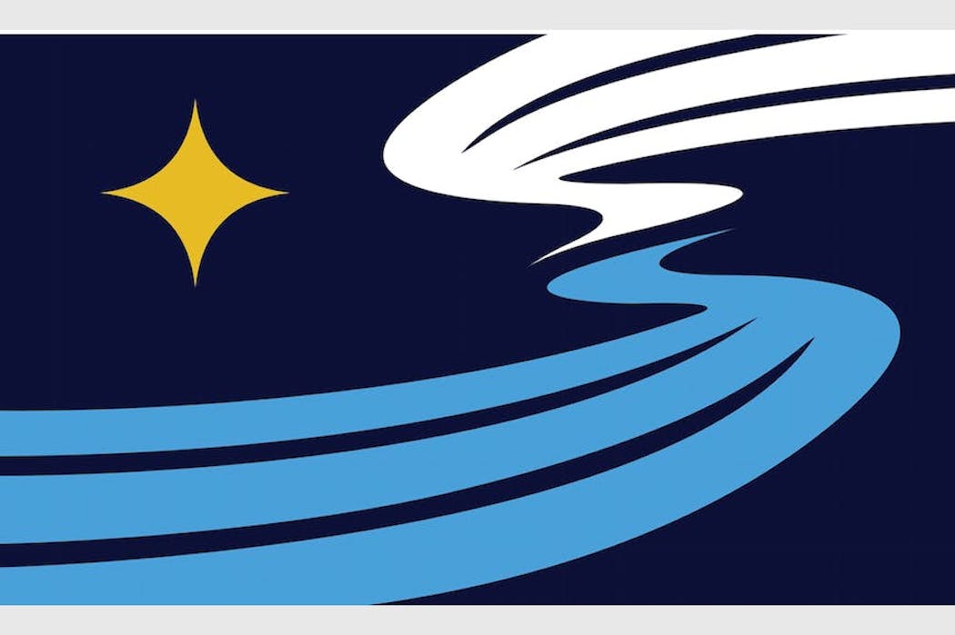 A fourth design shows a north star next to two swooping symbols, where some see loons.