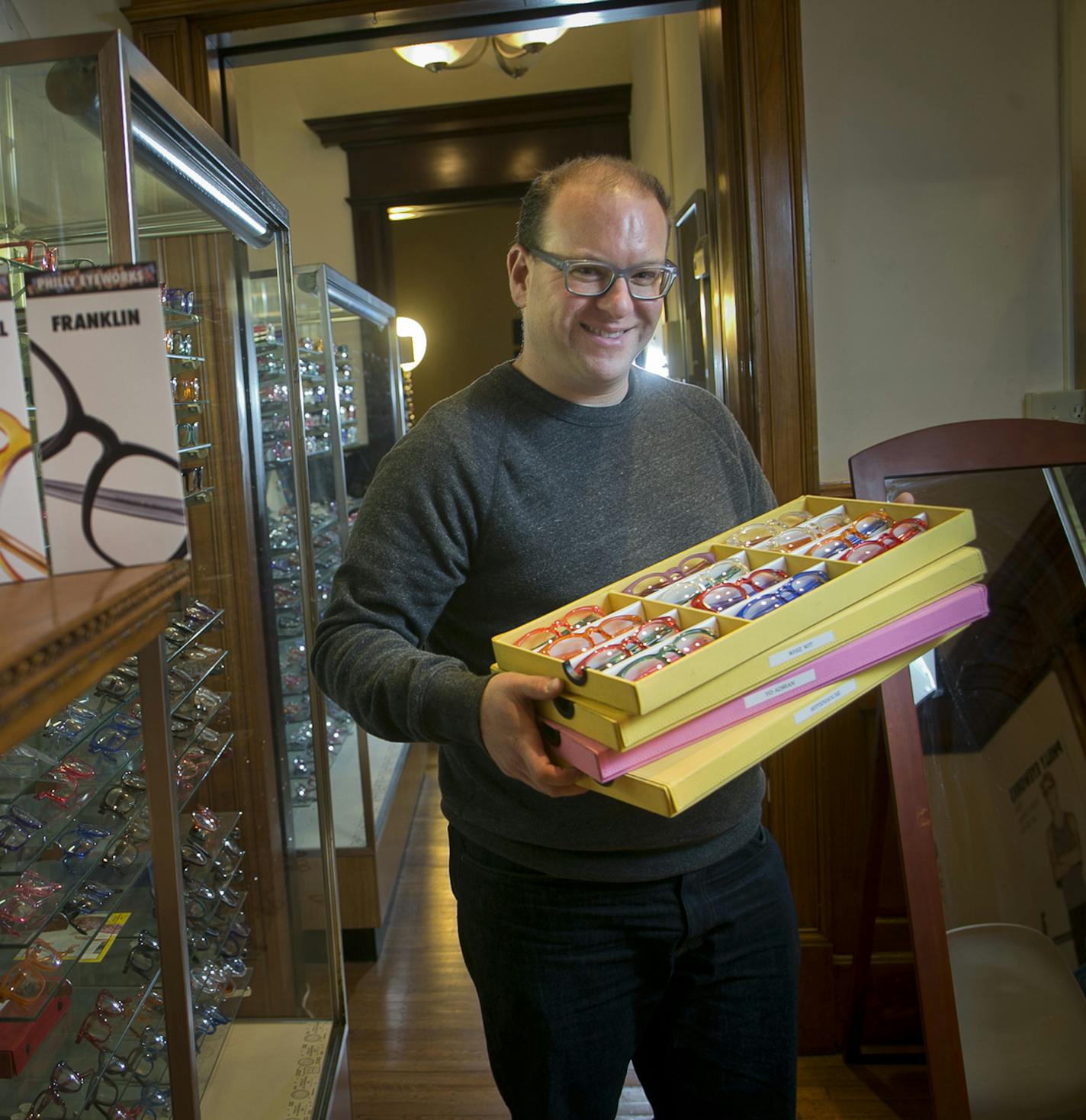 Cliff Balter, owner of Philly Eyeworks, at the company's Rittenhouse neighborhood location in Philadelphia on April 19, 2016. (Alejandro A. Alvarez/Philadelphia Inquirer/TNS)