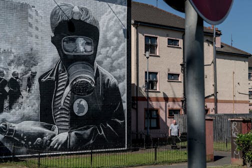 Republican murals depicting the Troubles in the Bogside area of Londonderry, where the "Bloody Sunday" killings of demonstrators were carried out in 1972, in Northern Ireland.
ANDREW TESTA