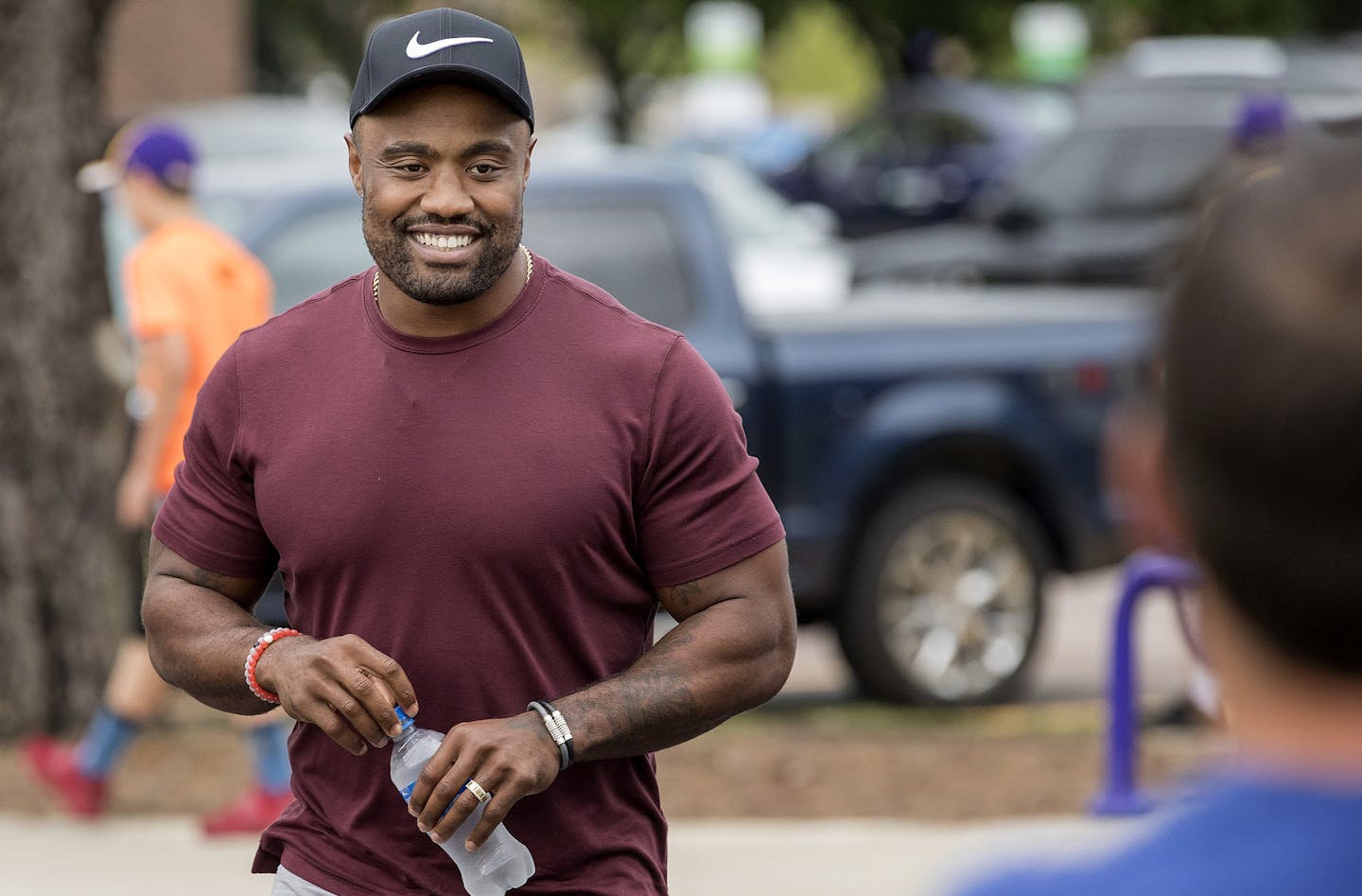 Minnesota Vikings defensive lineman Everson Griffen arrived at camp. Veteran players reported for camp on Wednesday. ] CARLOS GONZALEZ &#xef; cgonzalez@startribune.com - July 26, 2017, Mankato, MN, Minnesota State University Mankato, Minnesota Vikings Training Camp, NFL