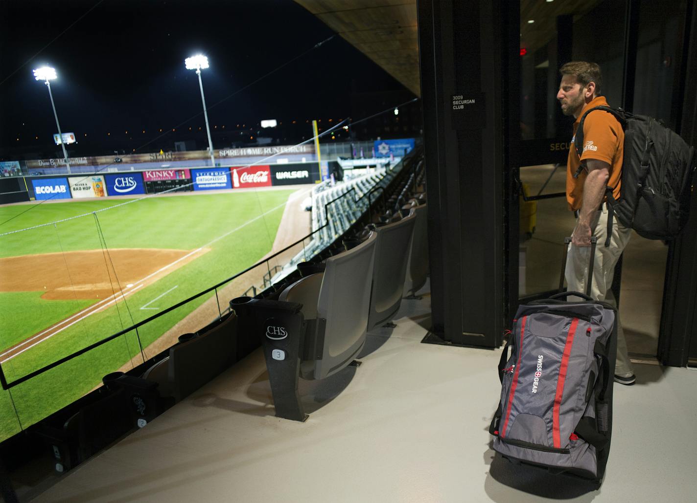 Sean Aronson &#x2014; after his day of everything from crisis management to broadcasting &#x2014; left CHS Field with the St. Paul Saints on a nine-game road trip.