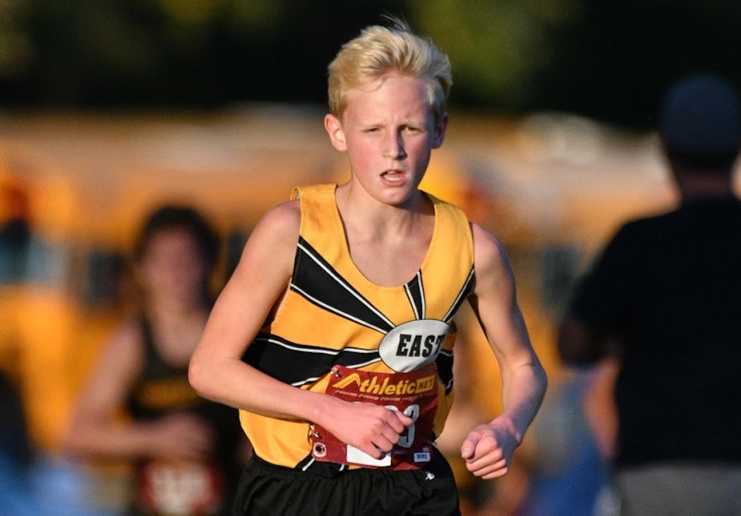 Isaiah Anderson of Mankato East. An eighth-grader, he said of finishing last at the state cross-country meet, “It was worth it to be with the team, to learn the course and what the environment was like.”