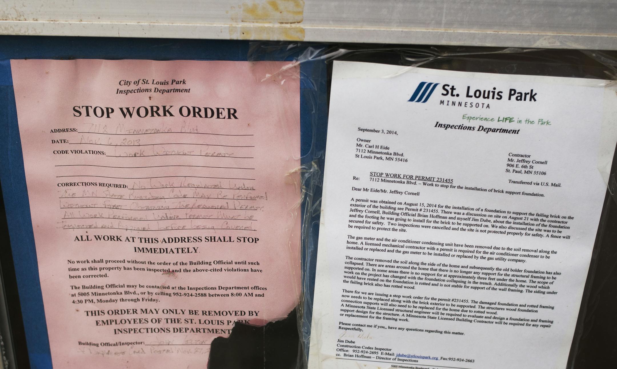 Inspections chief Brian Hoff­man said Eide had a year to sell or fix the house. “It’s unfortunate when … we have to get involved.”