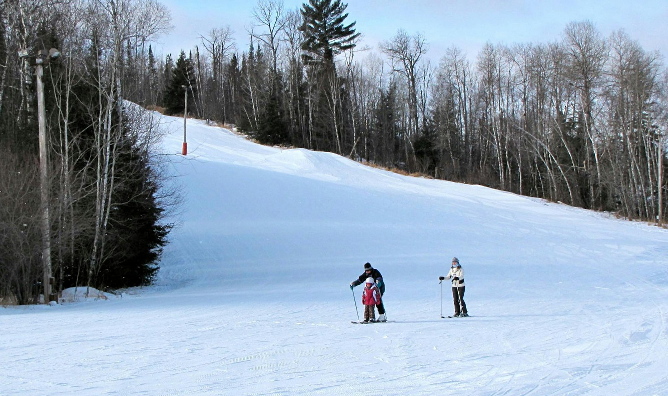 Downhill and Nordic skiers cross paths below Giant's Ridge.