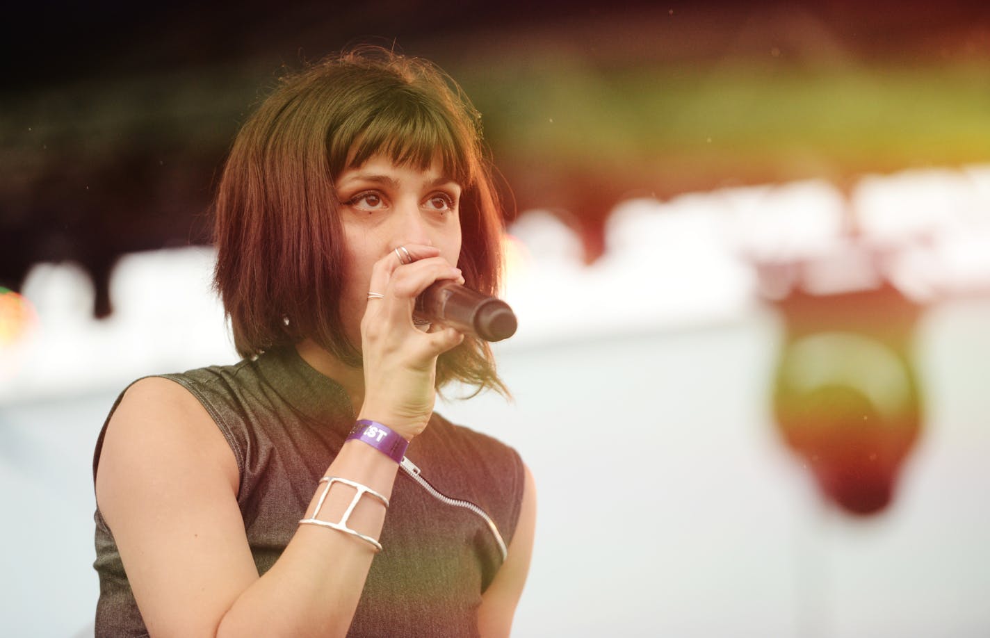 Minneapolis artist Dessa performed her set at the Soundset festival. ] Mark Vancleave - mark.vancleave@startribune.com * The eighth annual Soundset music festival played out amid rain showers Sunday, May 24, 2015 at Canterbury Park in Shakopee, Minn.