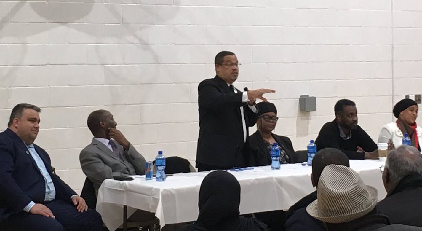 Minnesota Attorney General Keith Ellison was among the local leaders at a listening session Wednesday night at the Brian Coyle Community Center in Minneapolis.