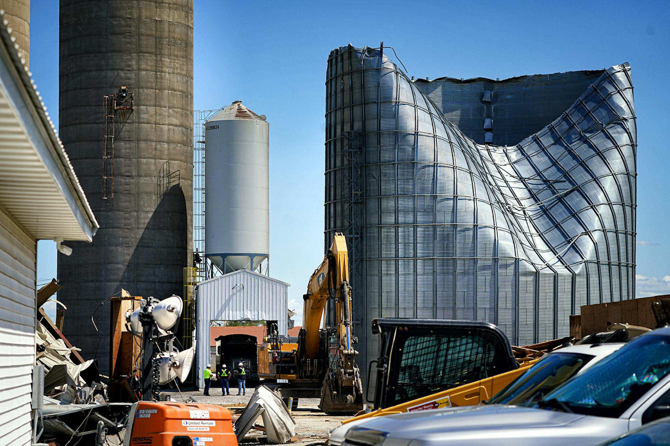 This Archer Daniels Midland facility in Keystone, Iowa was heavily damaged by last week's derecho. More than 40 percent of Iowa's corn crop is affected.