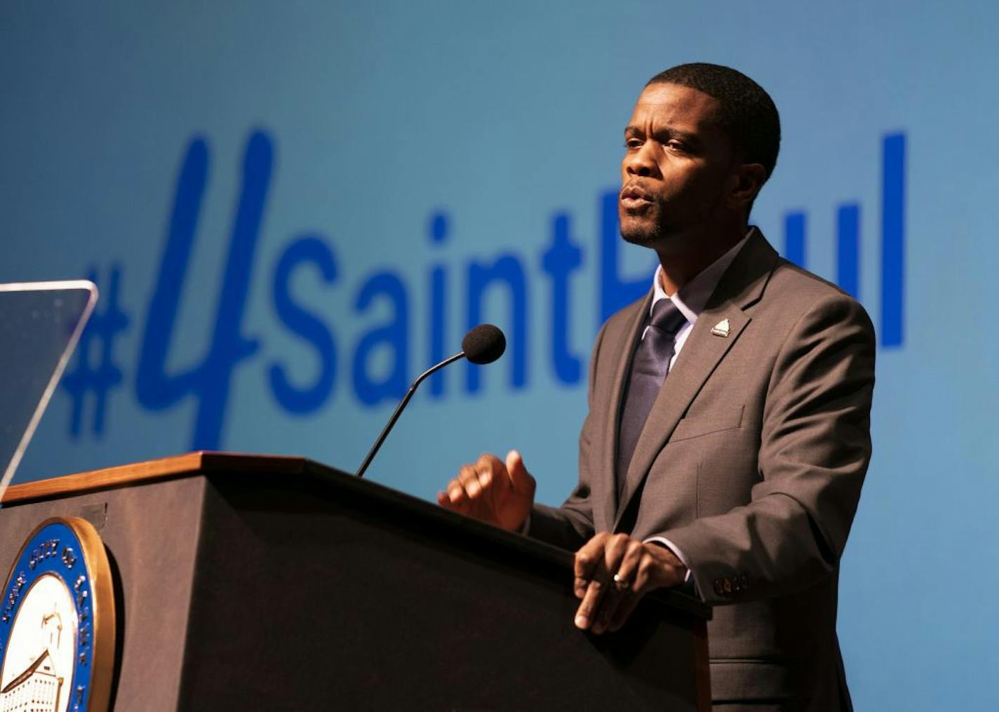 St. Paul Mayor Melvin Carter gave the State of the City address at Harding High School in St. Paul, Minn., on Thursday, March 14, 2019.