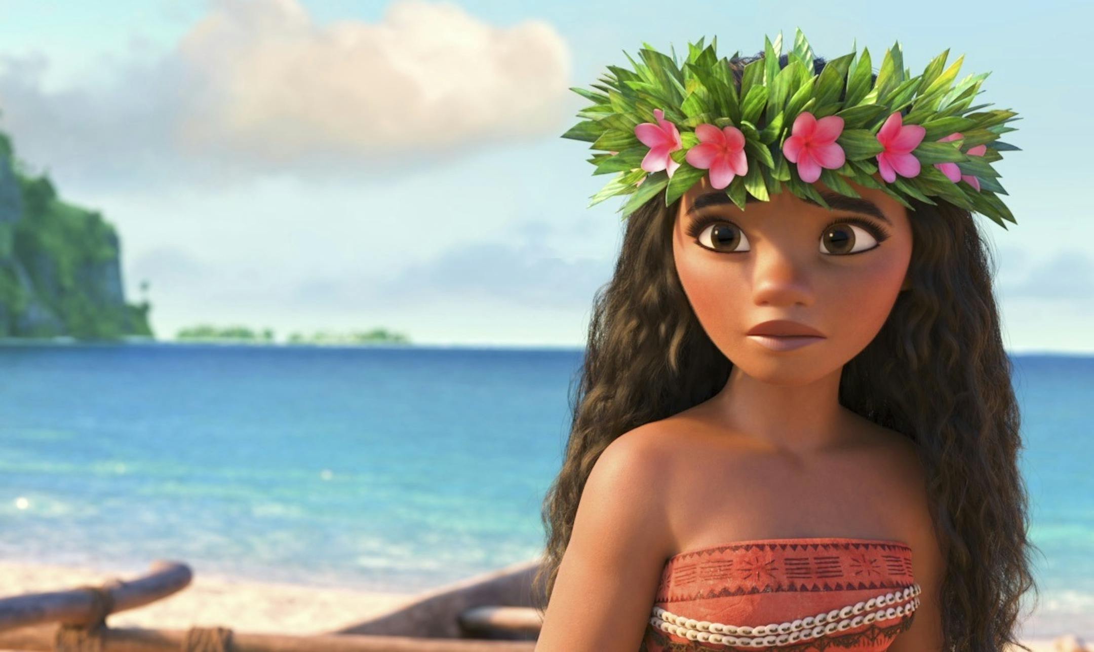 This image released by Disney shows Moana, voiced by Auli'i Cravalho, in a scene from the animated film, "Moana." (Disney via AP)