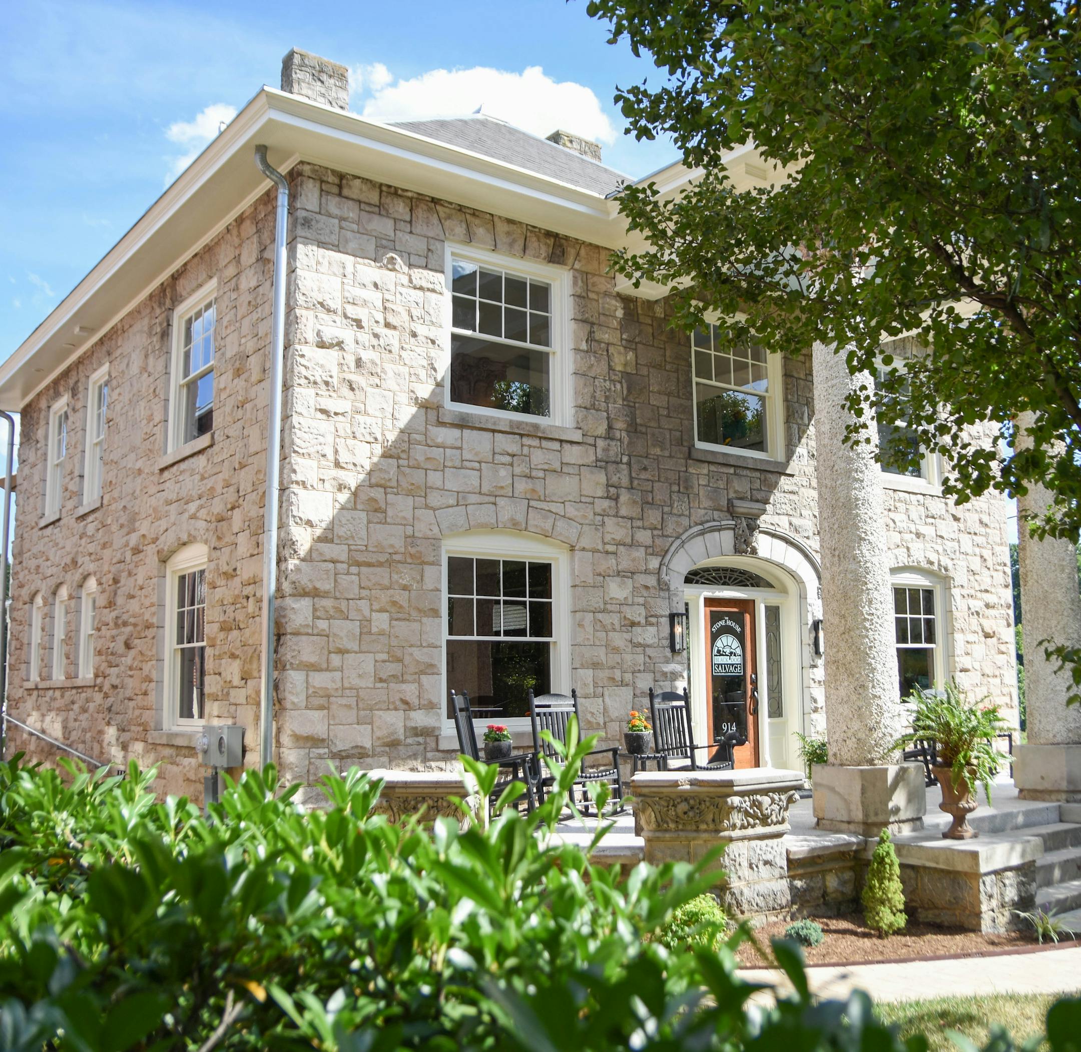 The exterior of the Stone House, which was built with rock left over from projects around Roanoke, Va. MUST CREDIT: Photo courtesy of Tay Whiteside/Black Dog Salvage