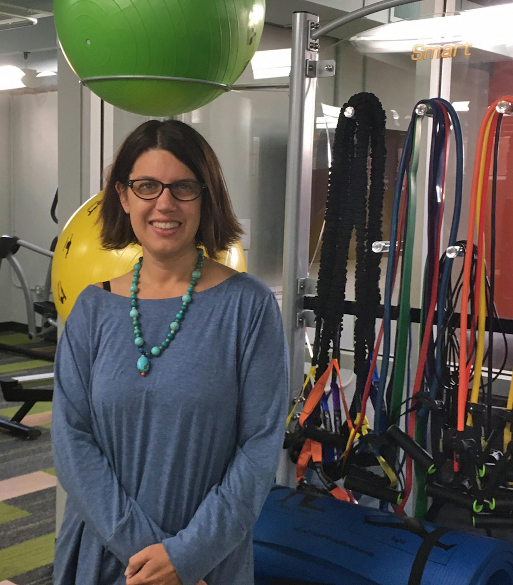 Anne Hendrickson is the owner of WorkIt, a new co-working space in St. Paul with active work stations and fitness gear so clients can avoid being sedentary. Photo by Christopher Snowbeck