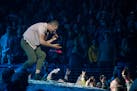 Imagine Dragons’ lead singer Dan Reynolds  performed to a crowd of 14,000 fans at Target Center in Minneapolis on Feb. 27. Most of them near the sta