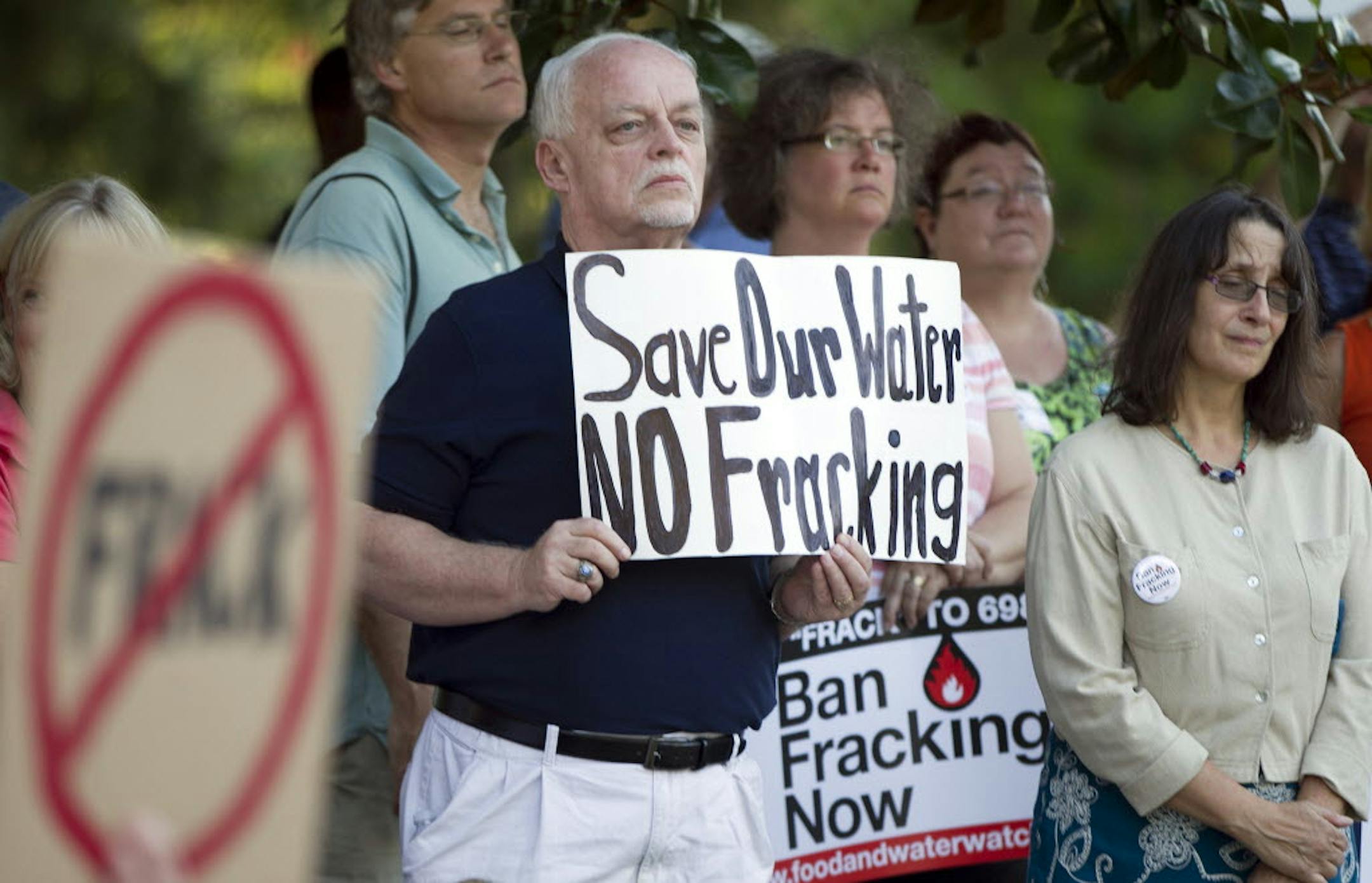 People gather to protest fracking in North Carolina.