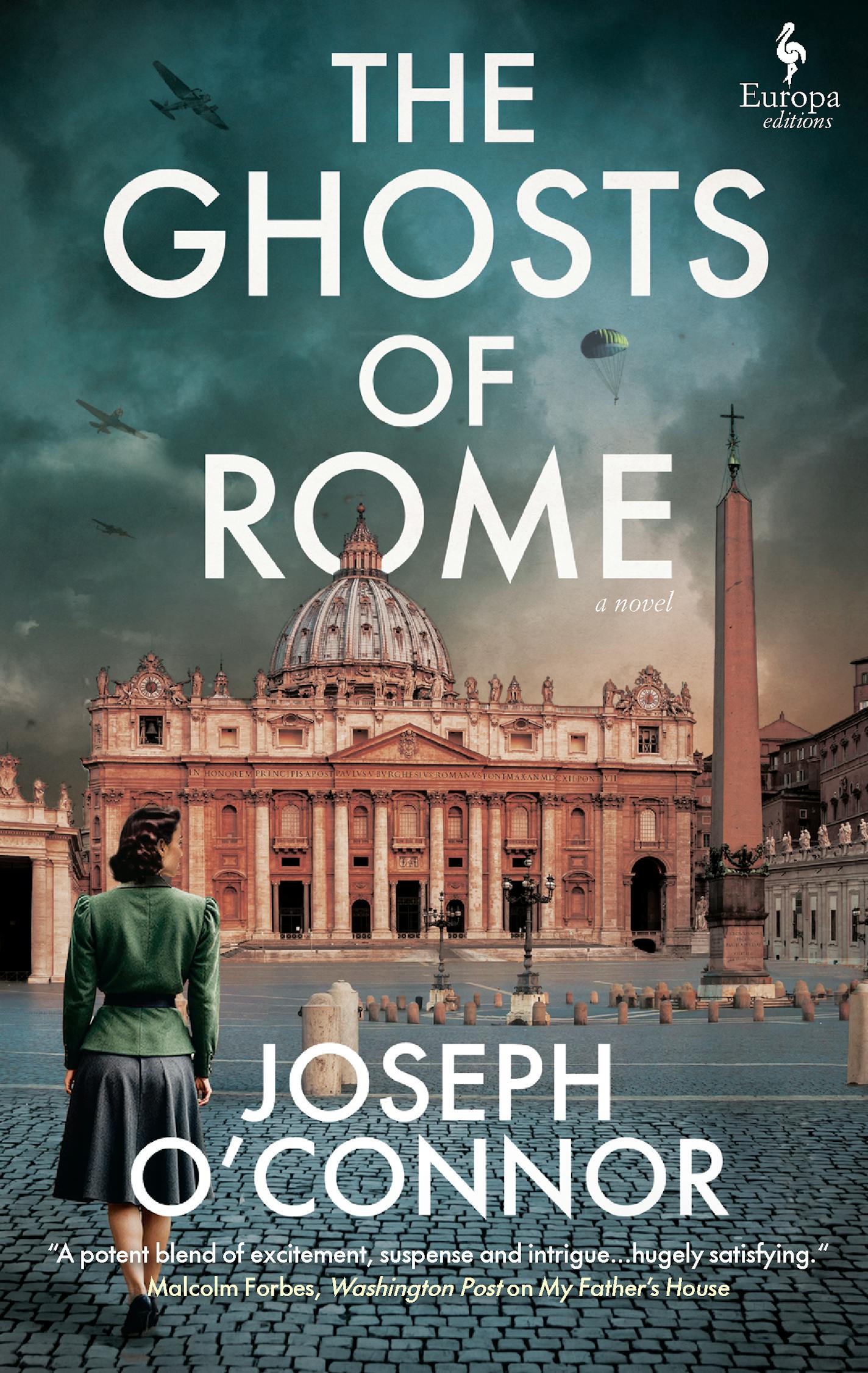 cover of The Ghosts of Rome features a painting of a mid-century woman in Rome