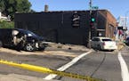 A car went over the curb and into the Sensuel Lingerie shop at its corner entrance. Credit: St. Paul Police Department