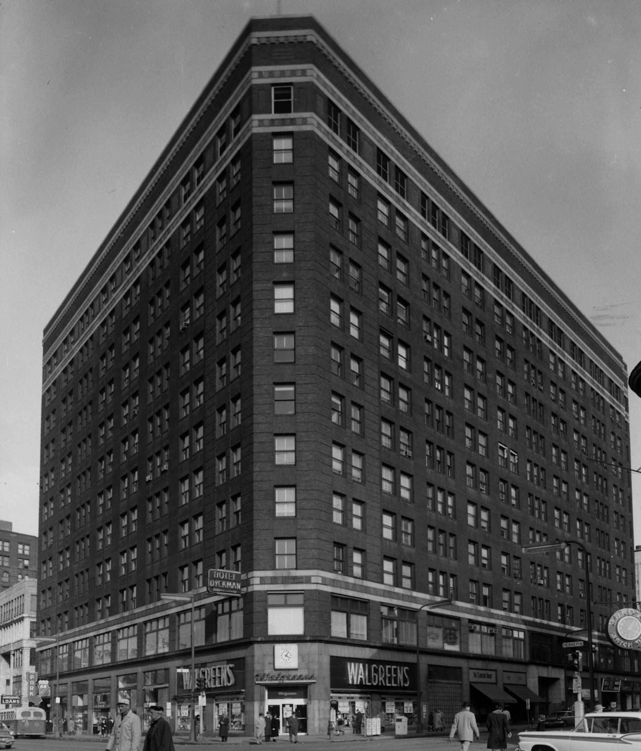 The Plymouth Building in 1960 at 6th and Hennepin.