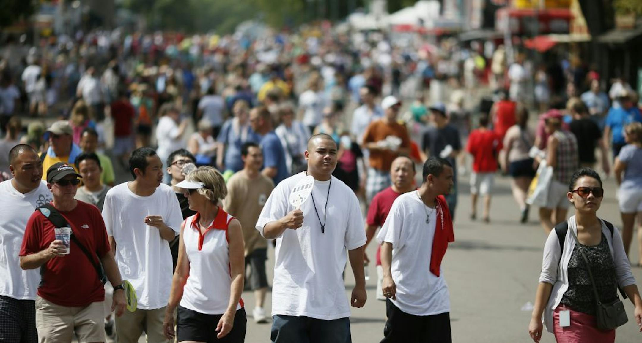 Because of the heat small crowds are attending this years Minnesota State Fair Wednesday Aug 28 ,2013 in Falcon Heights , MN.