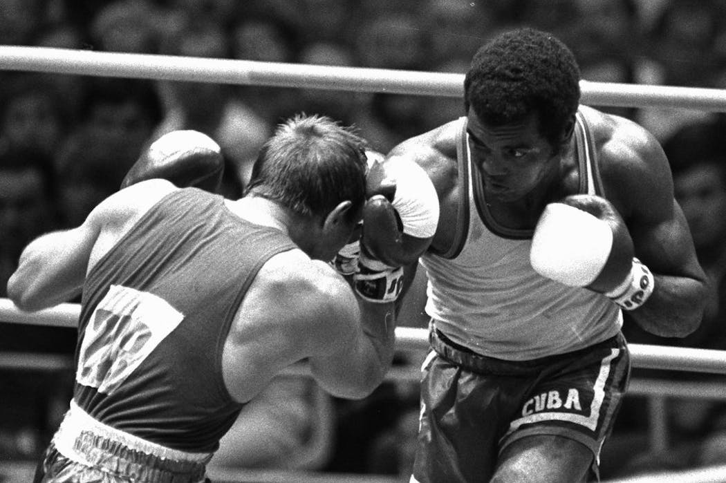Cuba's great amateur boxer, Teofilo Stevenson, at the 1980 Olympics in Moscow.