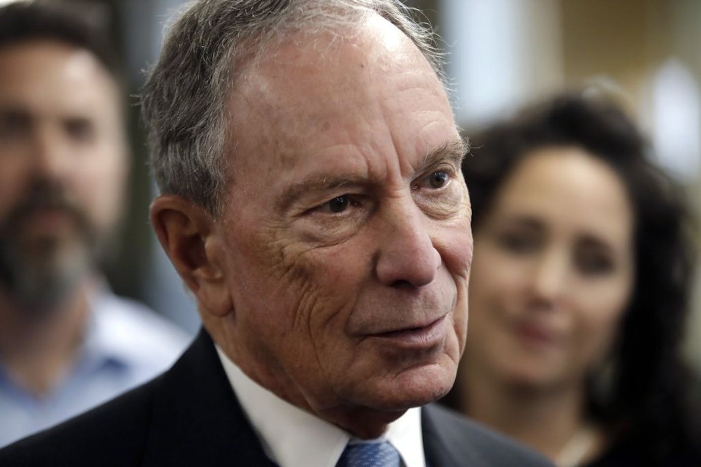 FILE - In this Jan. 29, 2019 file photo, Michael Bloomberg speaks to workers during a tour of the WH Bagshaw Company, a pin and precision component manufacturer, in Nashua, N.H. Bloomberg is not running for president. The 77-year-old former New York City mayor, one of the richest men of the world, announced his decision not to join the crowded Democratic field in a Bloomberg News editorial on Tuesday, March 5, 2019.