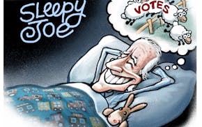 Sack cartoon: Sleepy Joe