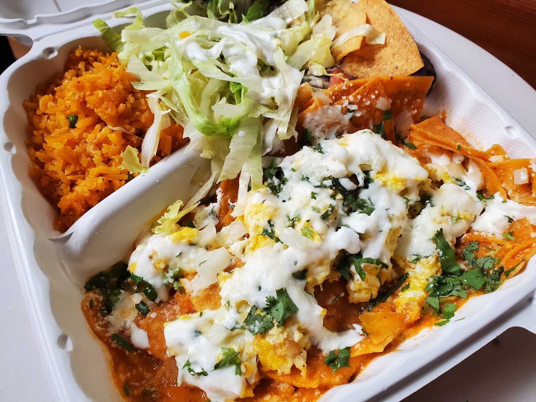 Chilaquiles from El Taco Riendo Express.