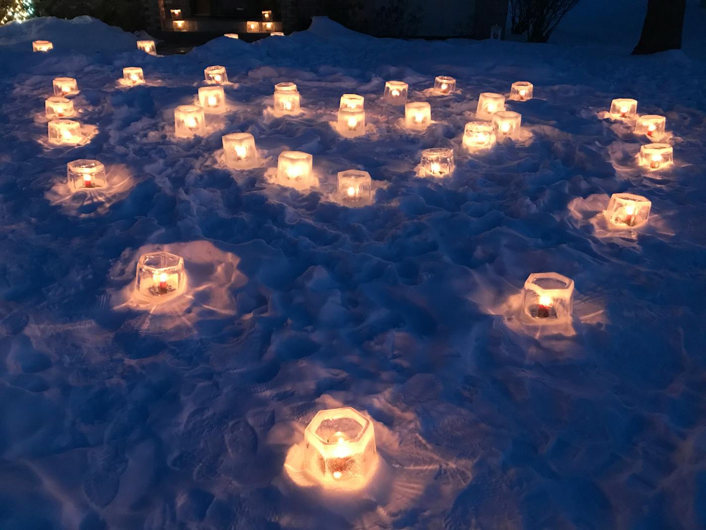 Mary Krogman made ice lanterns.