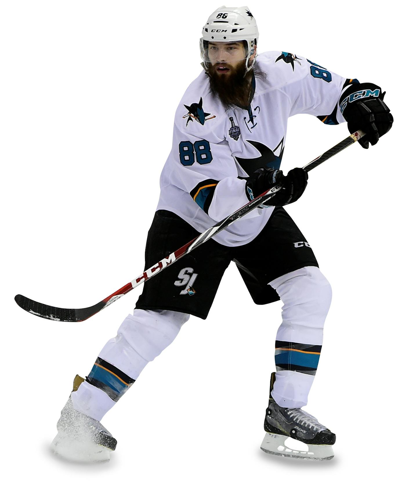 Wednesday, June 1, 2016: San Jose Sharks defenseman Brent Burns (88) in game action during game 2 of the NHL Stanley Cup Finals between the San Jose Sharks and the Pittsburgh Penguins held at the CONSOL Energy Center in Pittsburgh Pennsylvania. The Penguins beat the Sharks in overtime 2-1 and lead the best of 7 series 2-0. Eric Canha/CSM (Cal Sport Media via AP Images) ORG XMIT: CSMAP