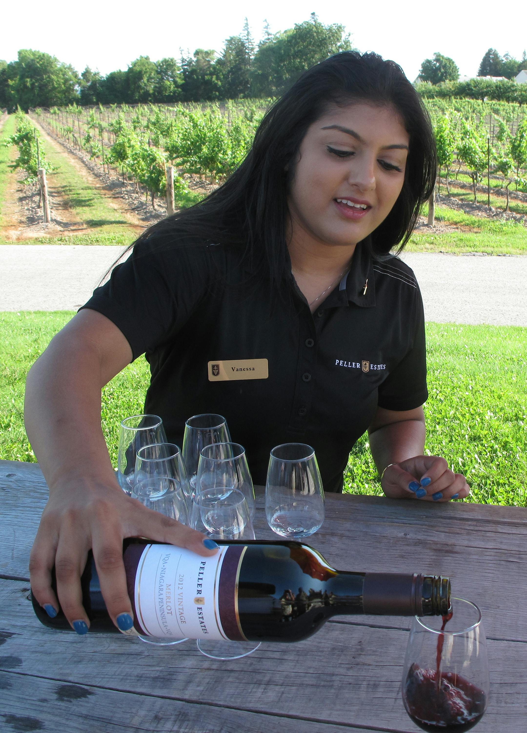 A stop at the Peller Estates Winery in Niagara-on-the-lake, Ontario, comes with a chance to sample some of the product just steps from the vines. (Terri Colby/Chicago Tribune/TNS) ORG XMIT: 1174624