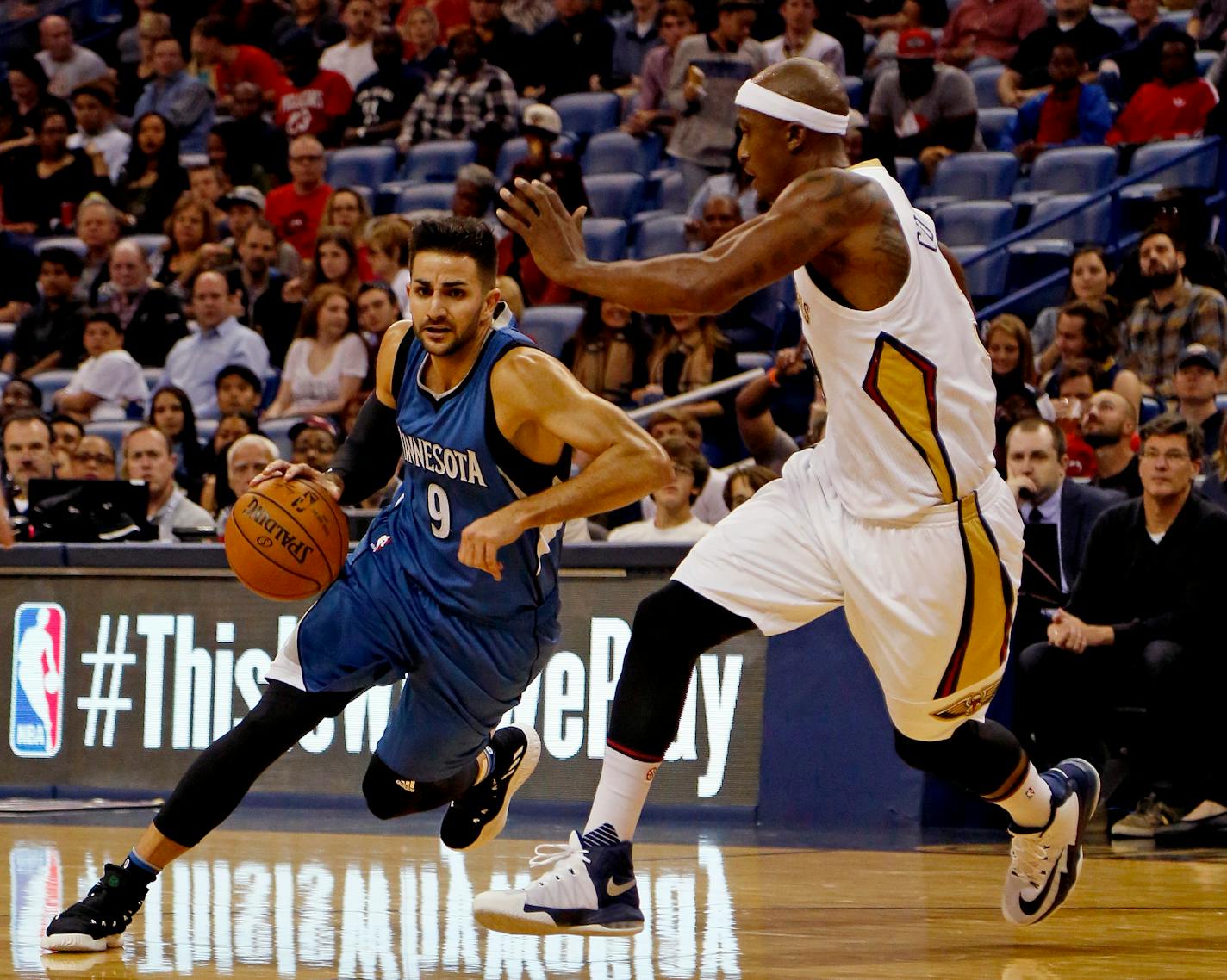 Timberwolves guard Ricky Rubio, who drove to the basket Wednesday night against the Pelicans&#x2019; Dante Cunningham, has struggled recently with an elbow sprain and a new system.