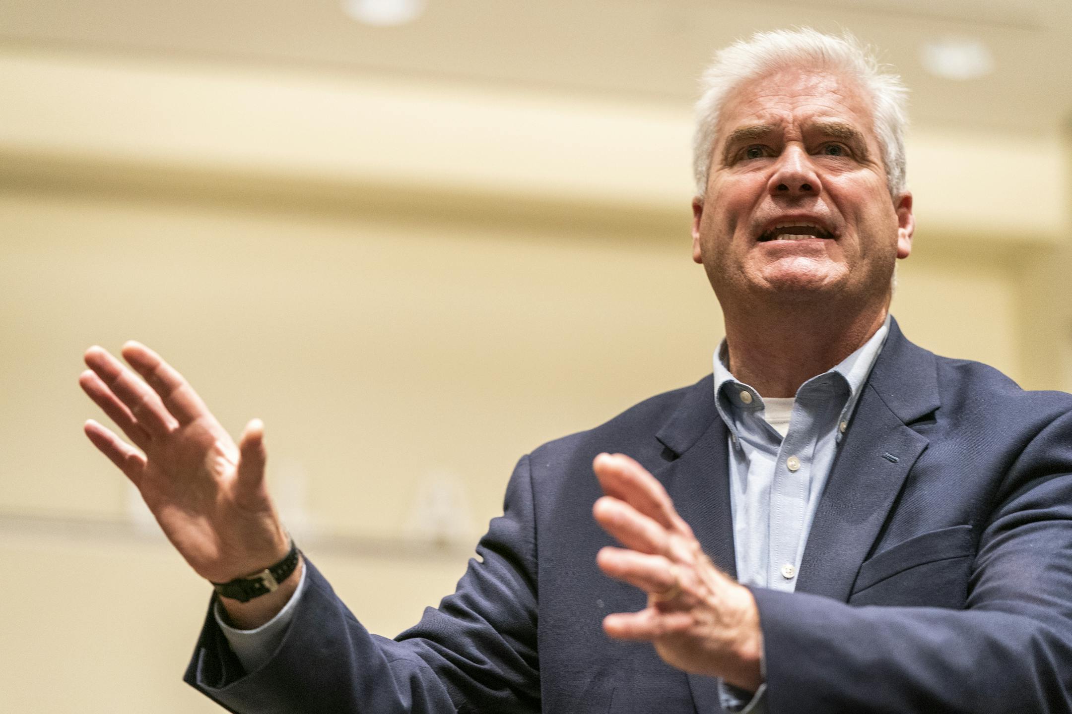 U.S. Rep. Tom Emmer (R-Minn.) spoke at a town hall meeting last October in Blaine. Emmer was one of 40 House Republicans to vote against a coronavirus response package supported by President Donald Trump.