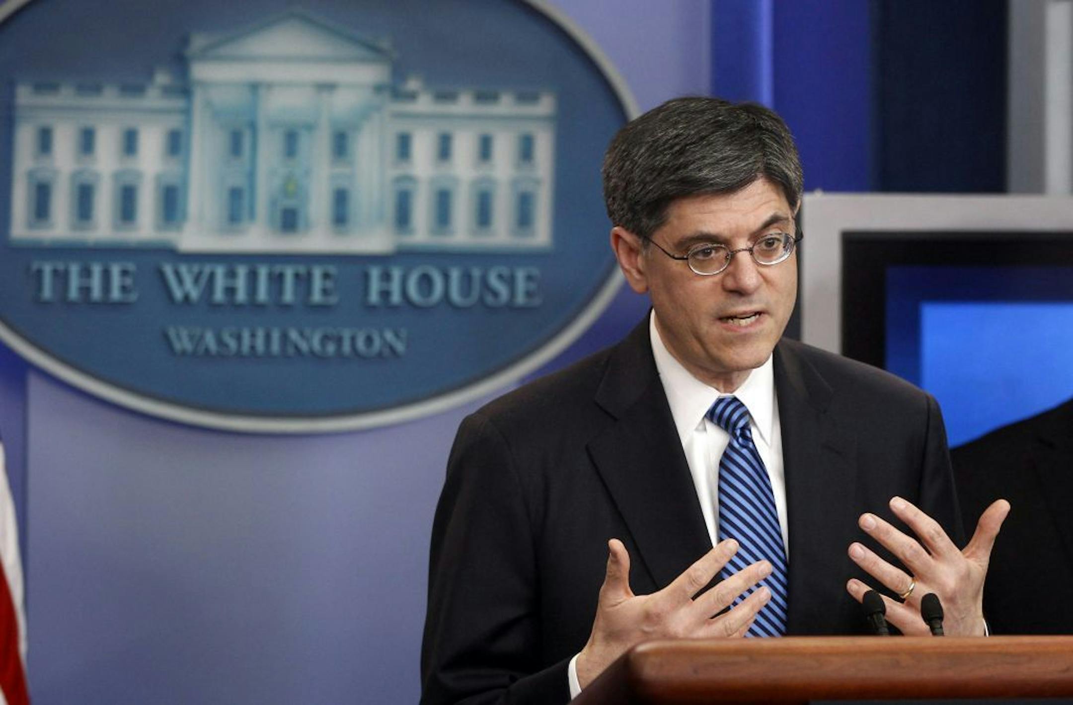 FILE - In this April 14, 2011, file photo White House Budget Director Jack Lew briefs reporters at the White House. He is expected to be nominated as Treasury secretary.