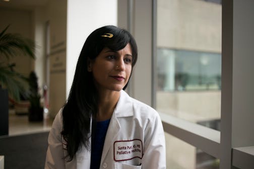 Dr. Sunita Puri, a palliative medicine specialist at Keck Medicine of the University of Southern California who is writing the hospital's policy on a new law allowing assisted suicide for the terminally ill, in Los Angeles, June 7, 2016. "These are not going to be simple and easy conversations. Everyone wants what would be right for patients. The stakes are very high obviously. We assess for capacity every day, but this is new territory," Puri said. (Jenna Schoenefeld/The New York Times)