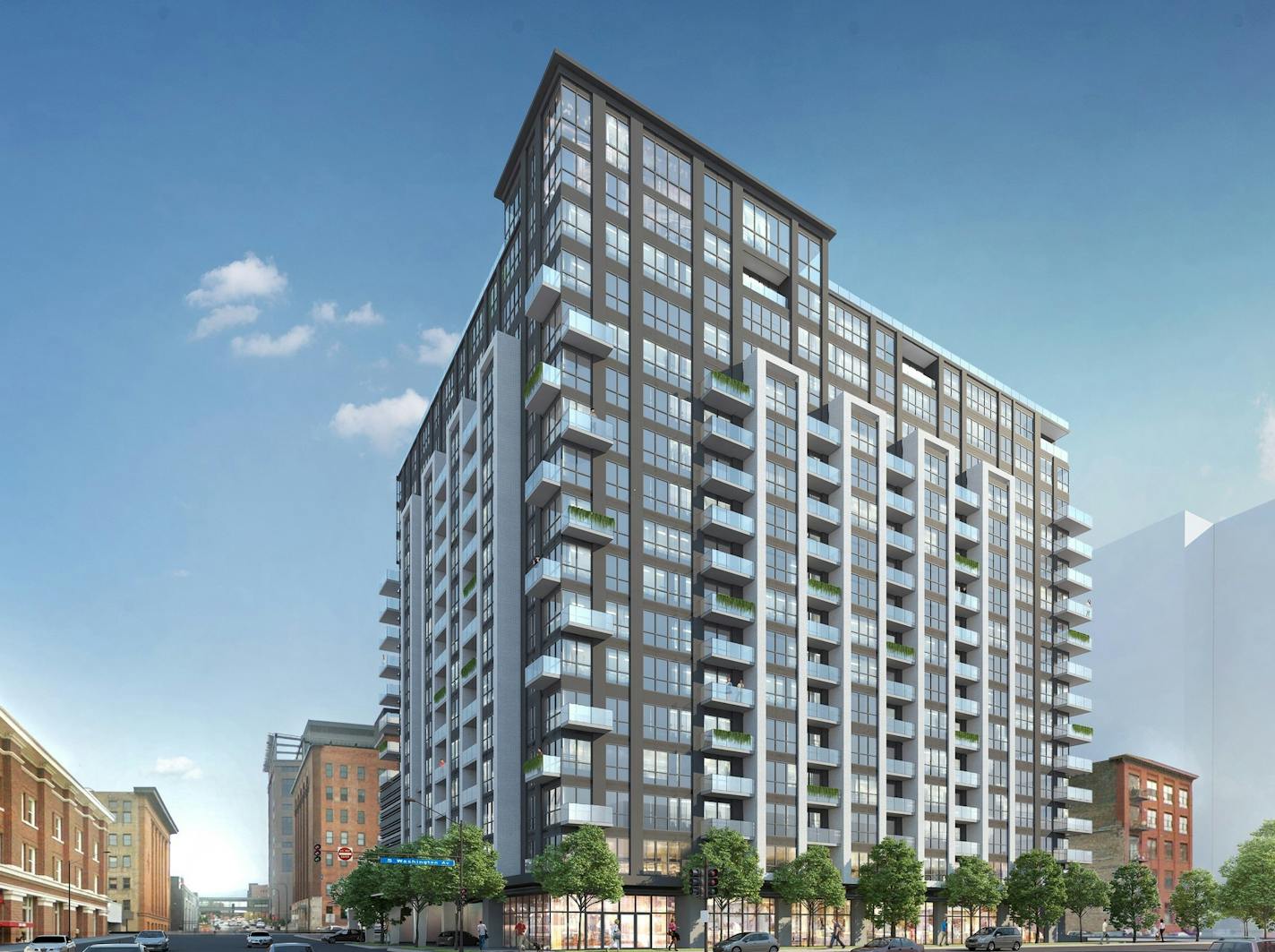 The Wilf family plans to build a 17-story tower with 201 apartments on a parking lot - one of the last undeveloped sites along Washington Avenue in downtown Minneapolis. 240park Image: BKV Group ORG XMIT: MIN1807311412342474