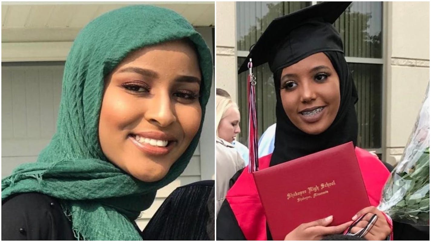 Bushra Abdi (left) and Zeynab (Hapsa) Abdalla both 19, had been missing since early Saturday.