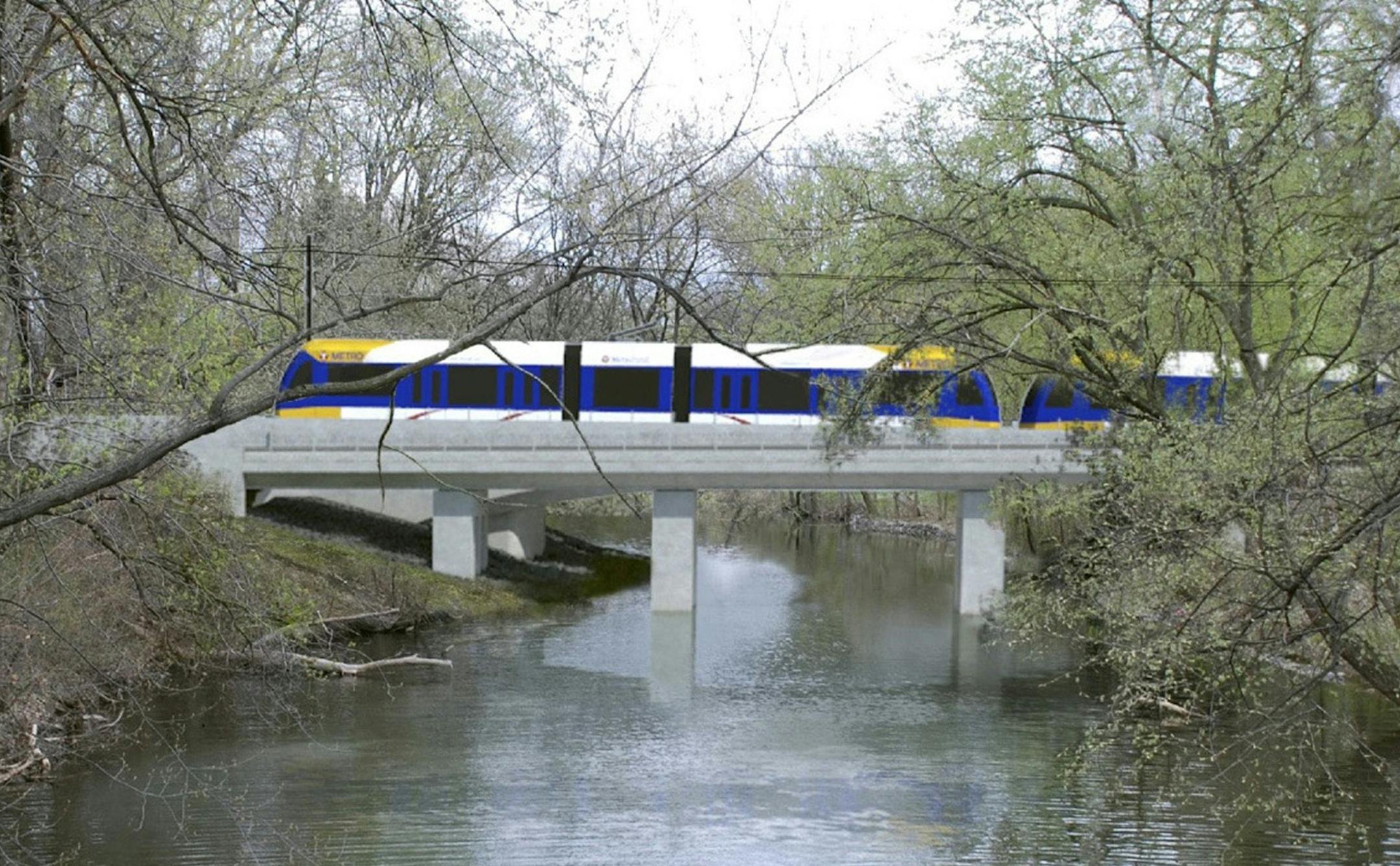 Rendering provided by Met Council
A rendering of the Southwest Light Rail train passing through the Kenilworth Lagoon. ORG XMIT: MIN1607201316000459