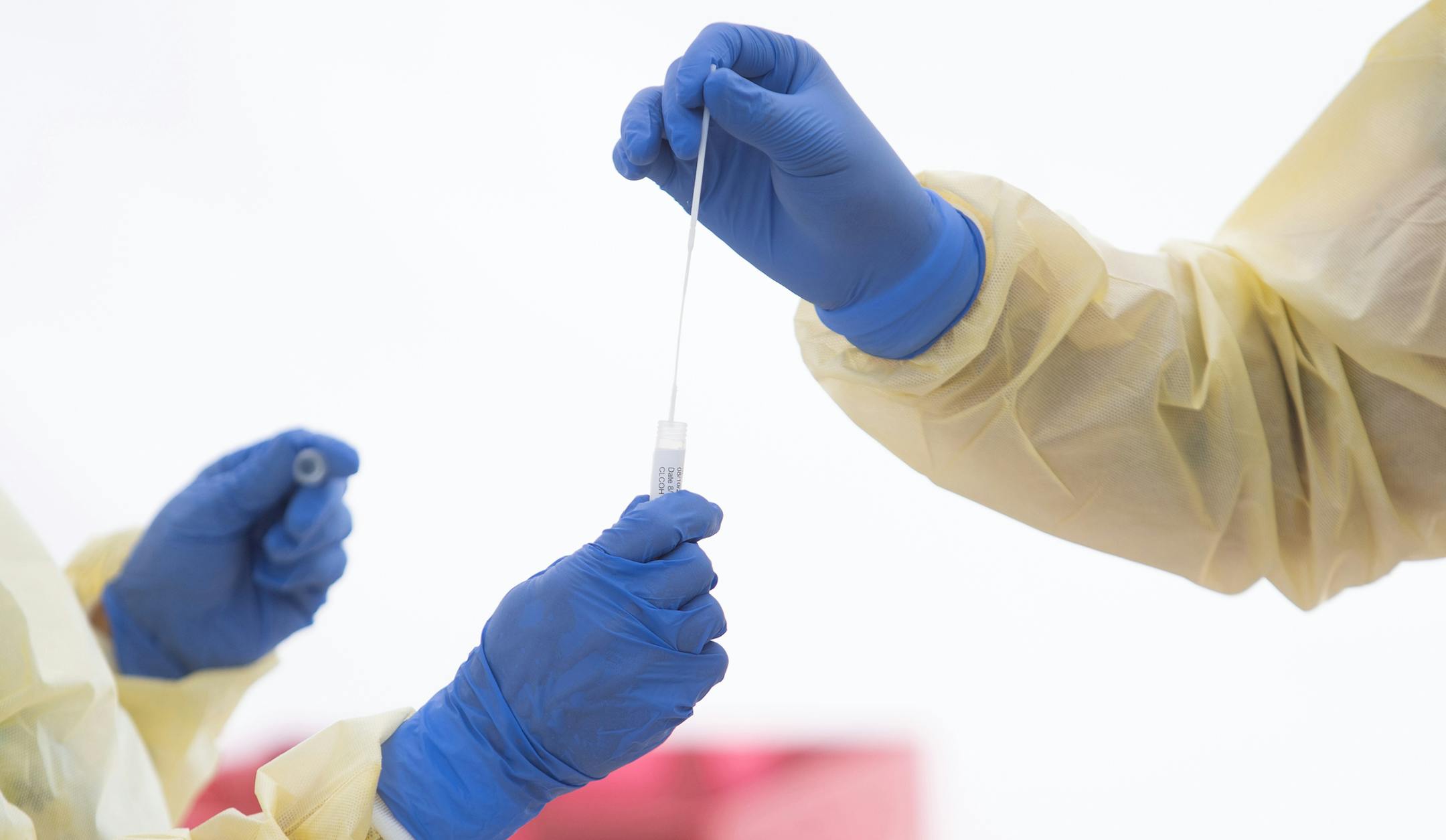 FILE -- Testing for the coronavirus, at a drive-thru site outside Pleasant Valley Baptist Church in Liberty, Mo., on Aug. 17, 2020. Six months into the pandemic and with no coherent national testing strategy, the Trump administration is encouraging private development of an array of faster and cheaper techniques. (Christopher Smith/The New York Times)