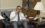 FILE -- Rep. Keith Ellison (D-Minn.) in his office on Capitol Hill in Washington, Dec. 10, 2015. Struggling to respond to Donald Trump&#xed;s stunning