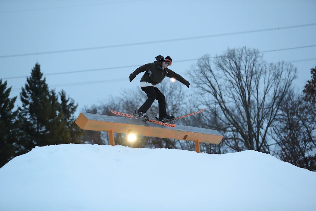 It might be man-made snow, but skiers and snowboarders can still enjoy the slopes at Afton Alps. 