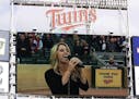 Provided Stephanie Varone of Plymouth sings the National Anthem at Target Field before a Twins game.