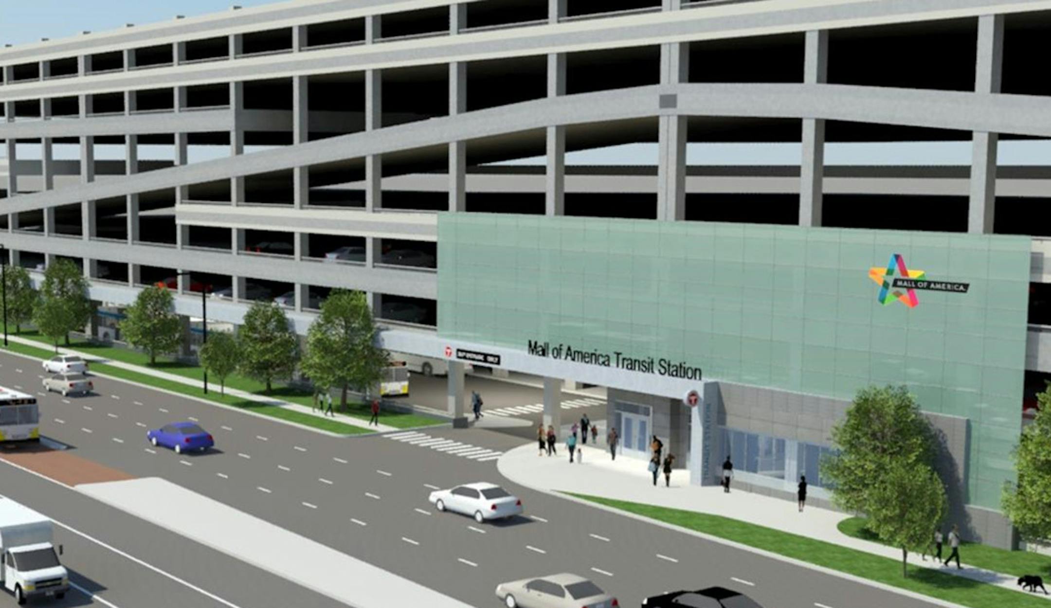 Proposed renovation to Metro Transit's Mall of America Transit Station will create a street-front entrance along 24th Avenue to enhance pedestrian access.