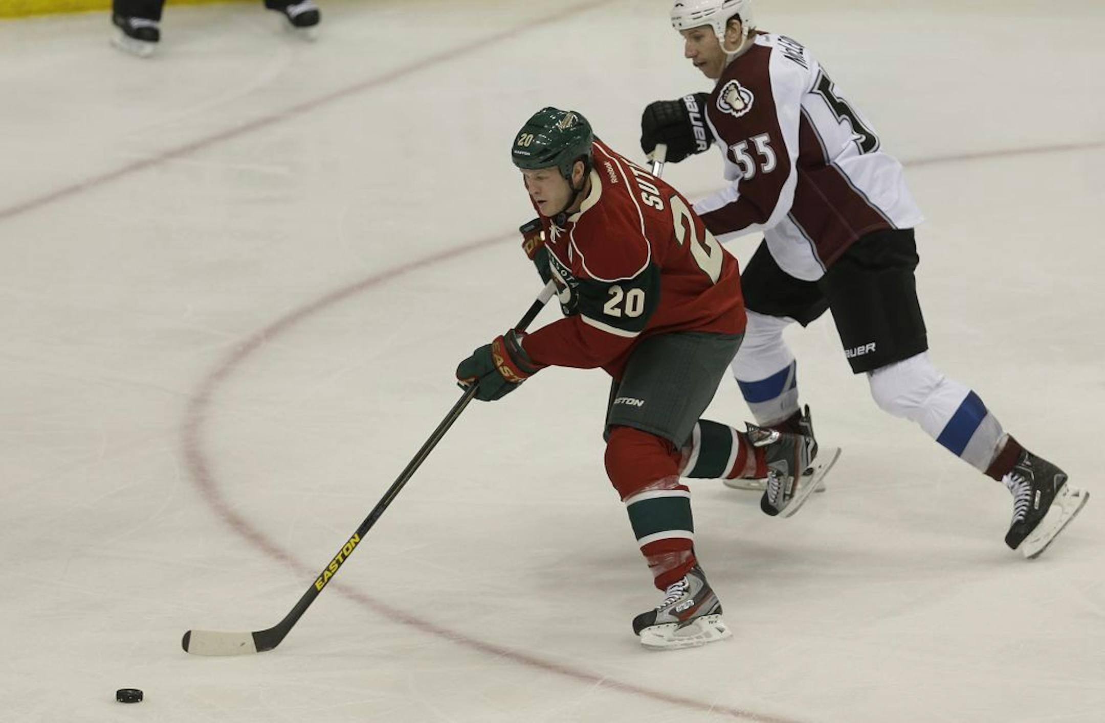 Wild defenseman Ryan Suter battled with Colorado's Cody McLeod earlier in the month.
