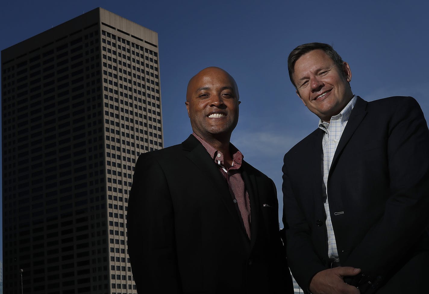 Dorion Taylor Director of New Business and CEO Mike Lescarbeau of Carmichael Lynch in Minneapolis. ] CARLOS GONZALEZ cgonzalez@startribune.com - May 26, 2016, Minneapolis, MN, Carmichael Lynch, Only an estimated 6.3 percent of the people who work in the Twin Cities advertising industry are people of color. While many advertising and public relations executives agree that their staff should be more diverse.